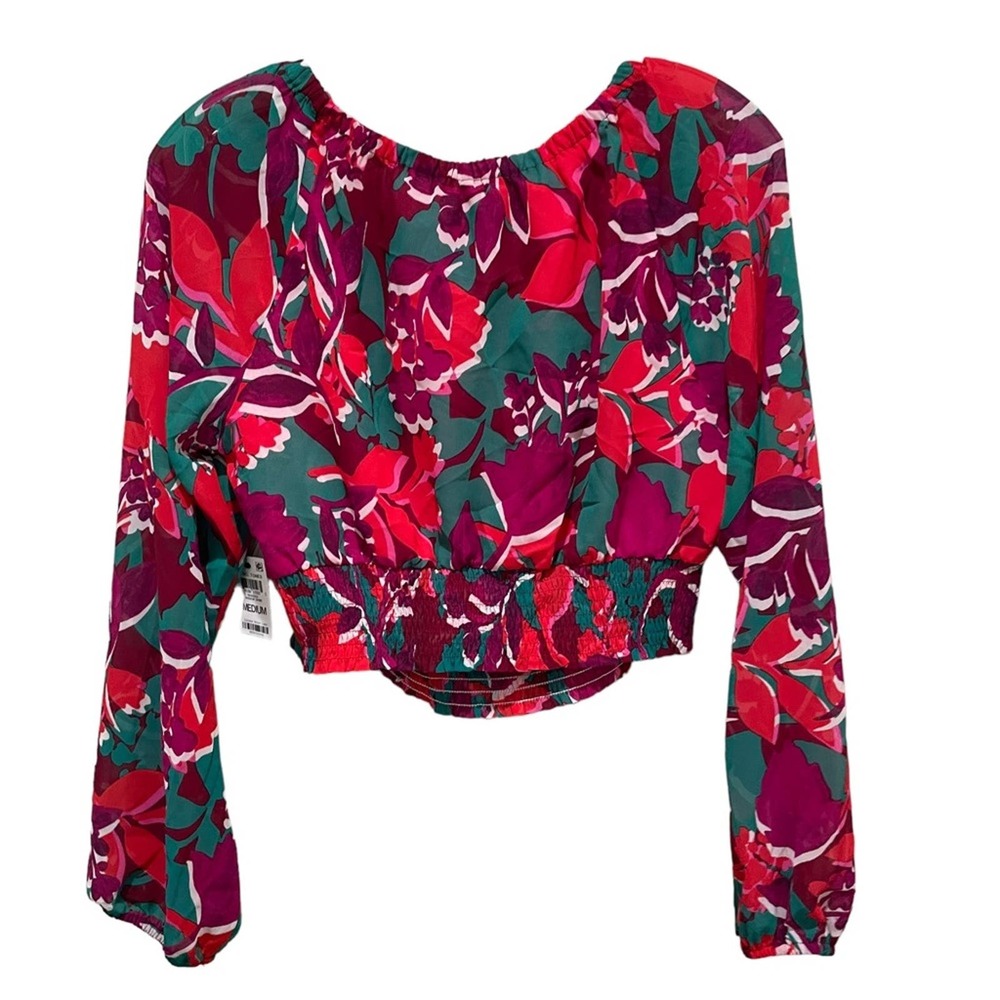 Bar III Printed Smocked-Hem Peasant Top Women’s Size Medium New - Picture 4 of 6